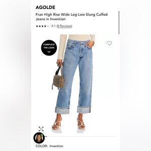 AGOLDE
Fran High Rise Wide Leg Low Slung Cuffed Jeans